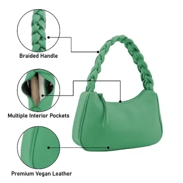 Stylish Emperia Braided Top Handle Shoulder Bag in Green