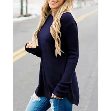 LEANI Women’s 2024 Long Sleeve Crew Neck Pullover Sweater - Cozy Casual Knit Top