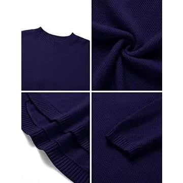 LEANI Women's Soft Long Sleeve Pullover Sweater Navy