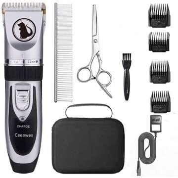 Ceenwes Dog Clippers with Storage Case, Low Noise Pet Clippers, Rechargeable Trimmer, Cordless Groom...