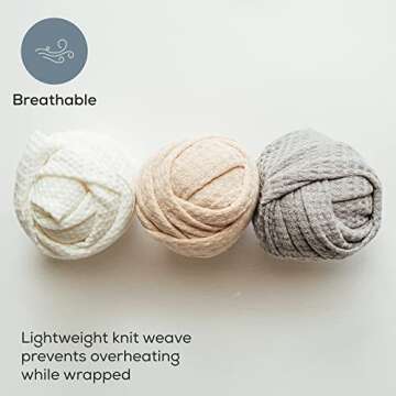 First Landings Newborn Photography Wraps, 3-Pack - 16" x 64" Soft Knit Baby Wrap Receiving Blankets - Newborn Photography Props Baby Blankets - Gender Neutral Baby Essentials (Neutral)
