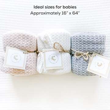 First Landings Newborn Photography Wraps, 3-Pack - 16" x 64" Soft Knit Baby Wrap Receiving Blankets - Newborn Photography Props Baby Blankets - Gender Neutral Baby Essentials (Neutral)