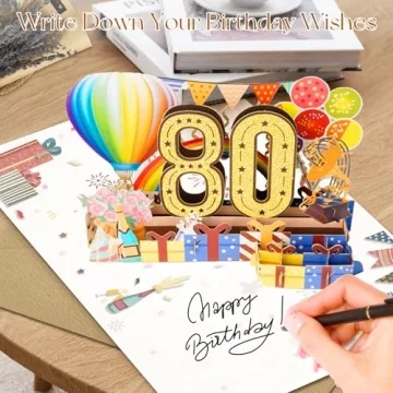 OLOSONG 3D Pop Up 80th Birthday Card for Everyone