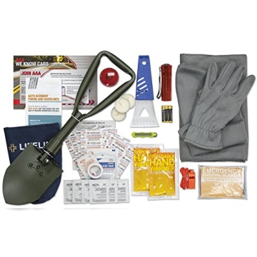 Lifeline 4390 AAA Severe Weather Emergency Road Safety Kit - 66 Pieces - Featuring Emergency Folding...