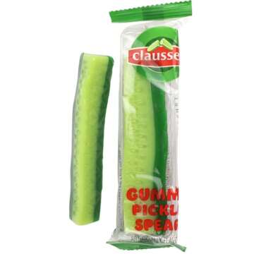 Claussen Jar of Gummy Pickle Spears, Individually Wrapped Green Apple Flavored Gummies, 5 PIckles
