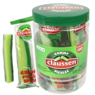 Claussen Jar of Gummy Pickle Spears, Individually Wrapped Green Apple Flavored Gummies, 5 PIckles