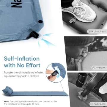 Naturehike Self-Inflating Sleeping Pad, Ultralight Memory Foam Camping Pad with Pillow, Fast Inflati...