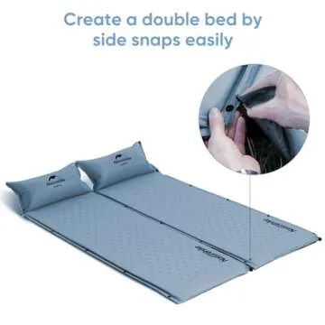 Naturehike Self-Inflating Sleeping Pad, Ultralight Memory Foam Camping Pad with Pillow, Fast Inflating, Patchwork Sleeping Pad for Camping, Hiking, RV Camping, with Storage Bag, Single, Graphite Blue