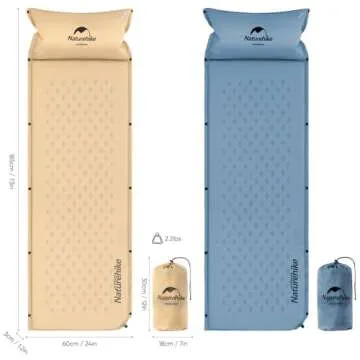 Naturehike Self-Inflating Sleeping Pad, Ultralight Memory Foam Camping Pad with Pillow, Fast Inflating, Patchwork Sleeping Pad for Camping, Hiking, RV Camping, with Storage Bag, Single, Graphite Blue