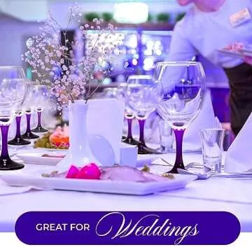 TableTop King Colored Wine Glasses Set of 6 - Colorful Stem Wine Glasses 10 Oz - Purple Nuance Accent Cute Wine Glass Set - Sturdy Drinking Glasses - Multiple Vibrant Colors - Modern Glassware Set