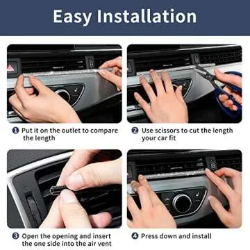 INSAUTO Bling Car Vent Outlet Trim,Bling Car Accessories for Women and Girls,10Pcs Rhinestone Car Air Conditioner Vent Decoration Strip(White)