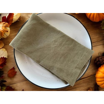 Elegant Olive Green French Linen Napkins Set of 4