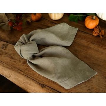Elegant Olive Green French Linen Napkins Set of 4