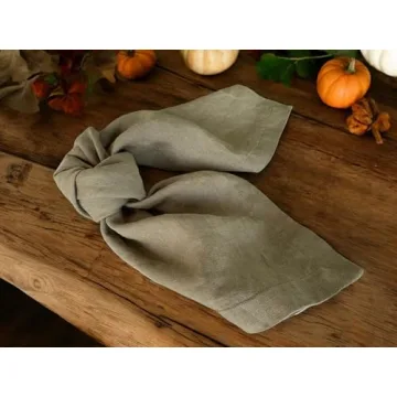 Elegant Olive Green French Linen Napkins Set of 4