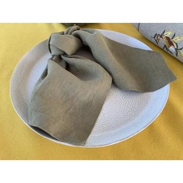 Elegant Olive Green French Linen Napkins Set of 4