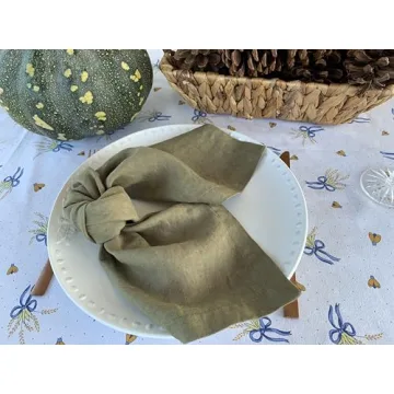 Elegant Olive Green French Linen Napkins Set of 4