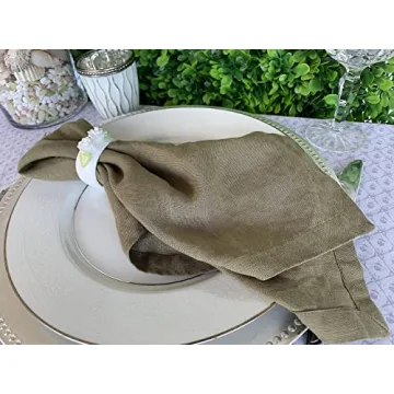 Elegant Olive Green French Linen Napkins Set of 4