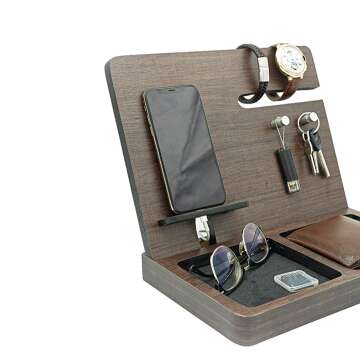 Wooden Desk and Nightstand Organizer Gift for Men