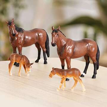 TERRA BY BATTAT - 4 Pcs Horse Toys - Realistic Horse Figurines - Plastic Animal Family Set - Farm Toys for Kids 3+ – Horse Gift & Party Favors Decorations