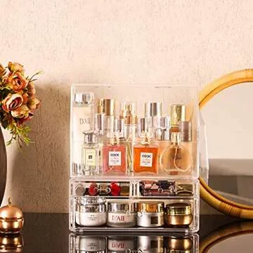 Cq Acrylic Makeup Organizer with 3 Drawers for Beauty Products