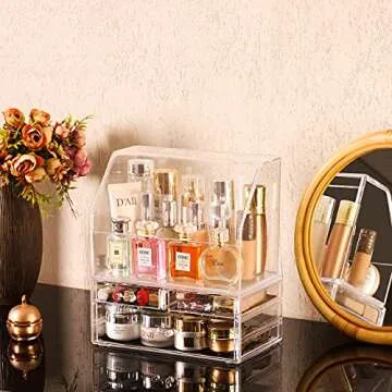 Cq Acrylic Makeup Organizer with 3 Drawers for Beauty Products