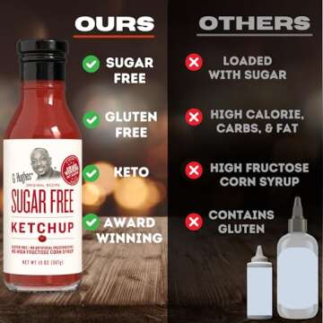 G Hughes Sugar Free, BBQ Sauces & Ketchup Bundle - Original Sugar Free BBQ Sauce - 18 Oz, Hickory BBQ Suace - 18 Oz, Sugar Free Ketchup - 13 Oz, Keto Ketchup, Low Calorie Barbecue Sauce (3 Pack)