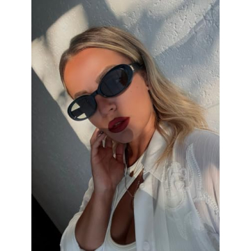 Trendy GUVIVI Oval Sunglasses for Women Stylish Retro Shades