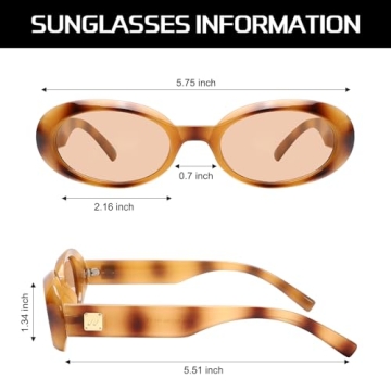 Trendy GUVIVI Oval Sunglasses for Women Stylish Retro Shades
