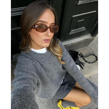 Trendy GUVIVI Oval Sunglasses for Women Stylish Retro Shades