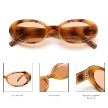 Trendy GUVIVI Oval Sunglasses for Women Stylish Retro Shades