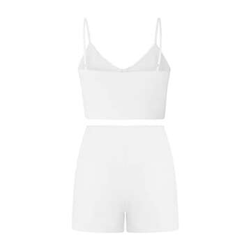 RUEWEY Women Y2K Shorts Set Floral Print Pajamas Set Knit Crop Cami Top Bodycon Shorts Lounge Summer 2Pcs Outfit Sets