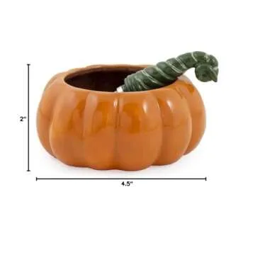 Boston International Ceramic Bowl and Stainless Steel Spreader, 4.5 x 2-Inches, Fall All Over