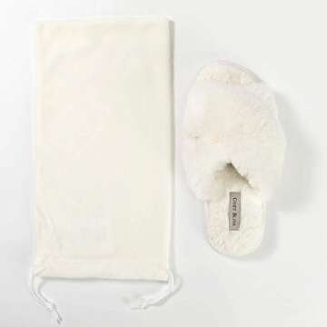 Cozy Bliss Women's Faux Fur Slippers Cross Band Open Toe Breathable Fuzzy Fluffy House Slippers Memory Foam Anti-Skid Sole Indoor Outdoor Slippers (Cream, 7-8)