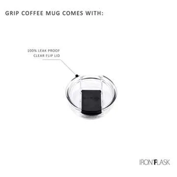 Stylish IRON °FLASK Grip Coffee Mug - Insulated and Leak Proof