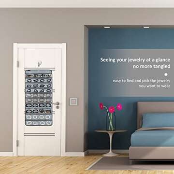 ANZORG 80 Pockets Hanging Jewelry Organizer for Holding Jewelries Dual-Sided Accessory Display Holder for Earrings Bracelets Rings (80 Pockets-Grey)