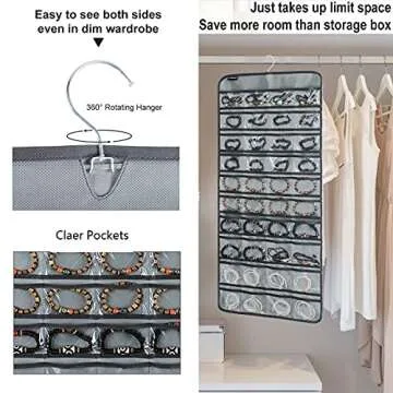 ANZORG Hanging Jewelry Organizer for Earrings and Bracelets