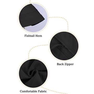 Maketina Women's Mermaid Spaghetti Strap V Neck Bodycon Midi Cocktail Bandage Dress Black L