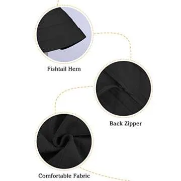 Maketina Women's Mermaid Spaghetti Strap V Neck Bodycon Midi Cocktail Bandage Dress Black L