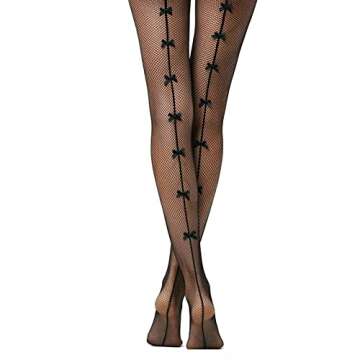CWCYYDSYY Women's Satin Bow High Waist Tights Sexy Fishnet Stockings Thigh High Pantyhose(Black)