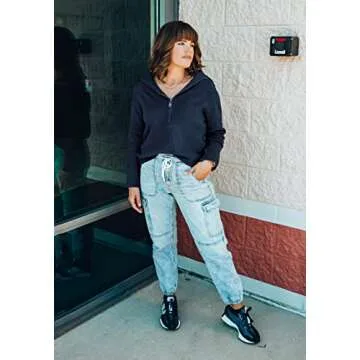 BTFBM Women’s Casual Long Sleeve Half Zip Pullover Sweaters Solid V Neck Collar Ribbed Knitted Loose Slouchy Jumper Tops(Solid Denim Blue, Small)