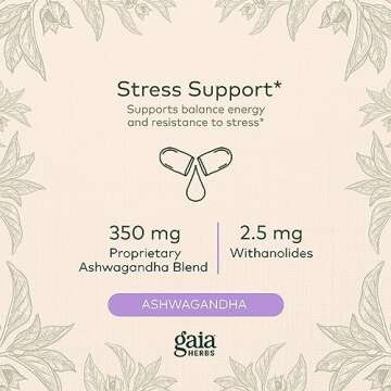 Gaia Herbs Ashwagandha Root Capsules for Stress Relief
