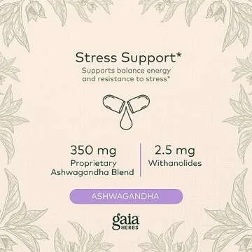 Gaia Herbs Ashwagandha Root Capsules for Stress Relief