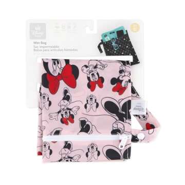 Bumkins Disney Waterproof Wet Bag for Baby, Travel, Swim Suit, Cloth Diapers, Pump Parts, Pool, Gym Clothes, Toiletry, Strap to Stroller, Daycare, Zipper Reusable Bag, Packing Pouch, Minnie Mouse