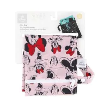 Bumkins Disney Waterproof Wet Bag for Baby, Travel, Swim Suit, Cloth Diapers, Pump Parts, Pool, Gym Clothes, Toiletry, Strap to Stroller, Daycare, Zipper Reusable Bag, Packing Pouch, Minnie Mouse