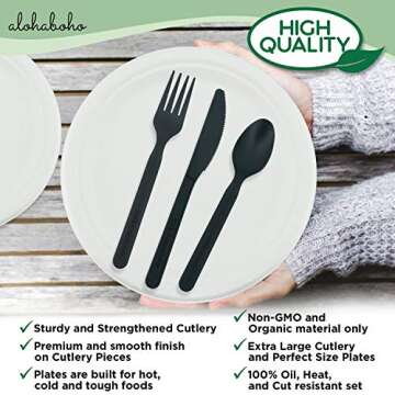 Eco-Friendly 250 Piece Disposable Dinnerware Set