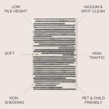 JONATHAN Y MOH207A-8 Khalil Modern Berber Stripe Indoor Farmhouse Area-Rug Bohemian Minimalistic Str...