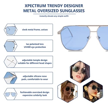Xpectrum Retro Oversized Aviator Sunglasses for All