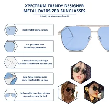 Xpectrum Retro Oversized Aviator Sunglasses for All