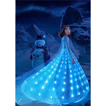 UPORPOR Princess Dress, Princess Costume for Girls Halloween Dress Up Clothes with Cape, Led Light L...