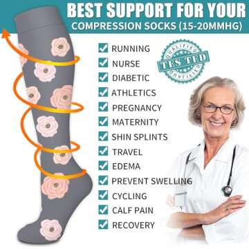 Laite Hebe Compression Socks for Women & Men Circulation(6 pairs)-Graduated Supports Socks for Running, Athletic Sports